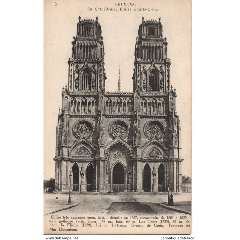 45 - Orléans - La Cathédrale, L'Eglise Sainte-Croix - Dos Divisé