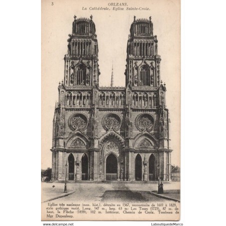 45 - Orléans - La Cathédrale, L'Eglise Sainte-Croix - Dos Divisé