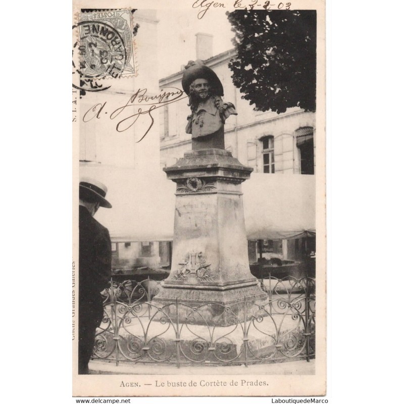 47 - Agen - Le buste de Cortète de Prades - Dos non Divisé