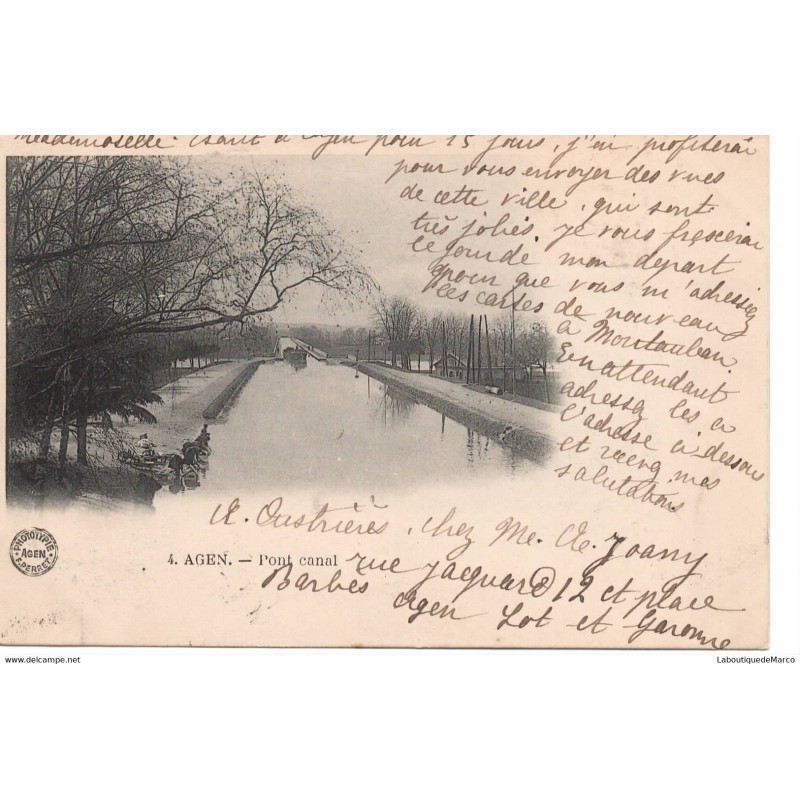 47 - Agen - Le Pont canal - Dos non Divisé