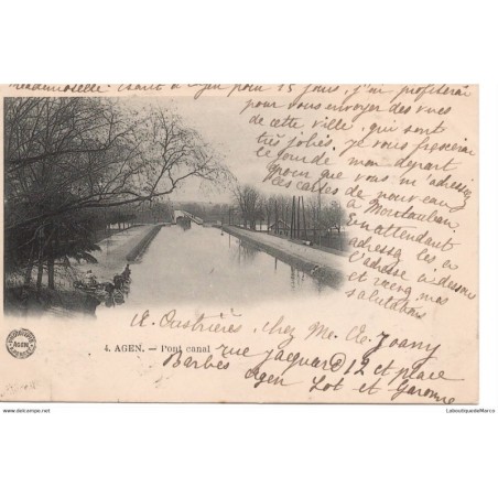 47 - Agen - Le Pont canal - Dos non Divisé