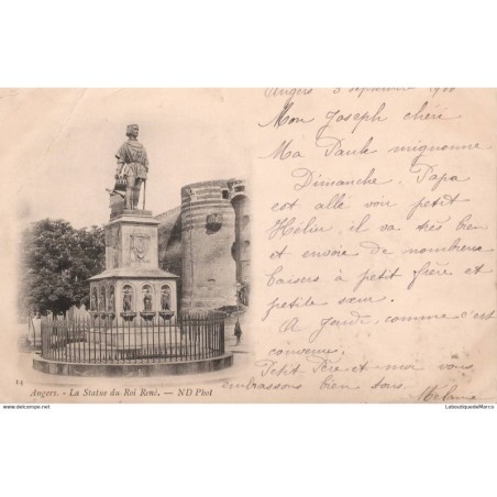 49 - Angers - La Statue du Roi René - Dos non Divisé