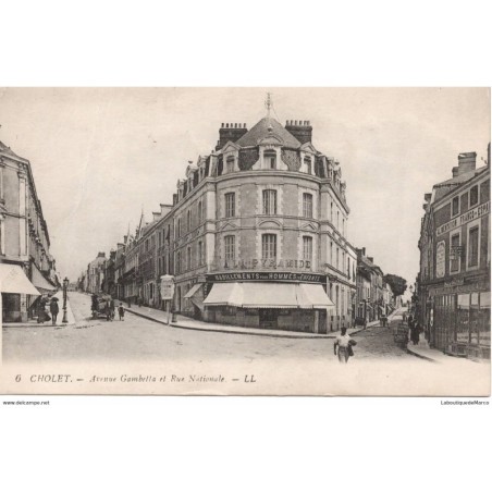 49 - Cholet - Avenue Gambetta et Rue Nationale - Dos Divisé
