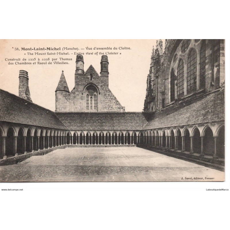 50 - Mont-Saint-Michel - Vue d'ensemble du Cloître - Dos Divisé