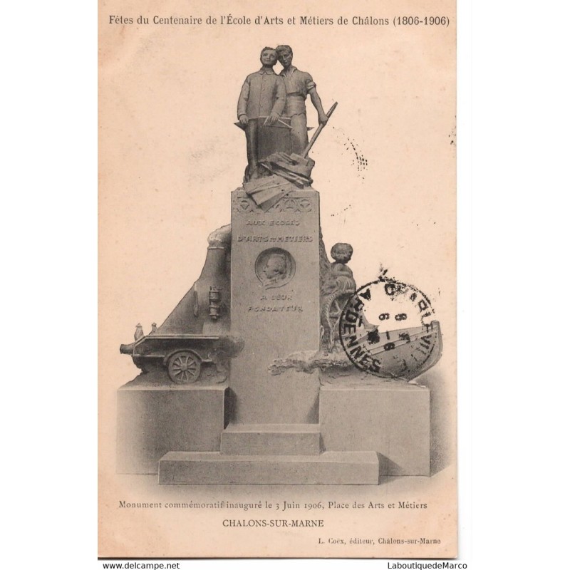 51 - Châlons-sur-Marne - Monument commémoratif - Dos Divisé