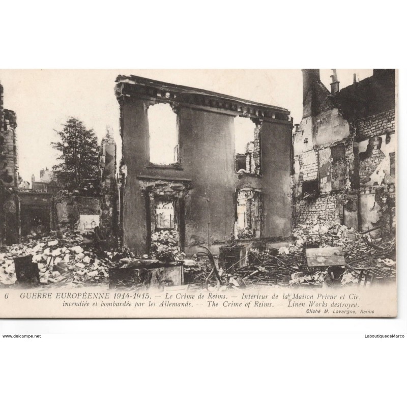 51 - Le crime de Reims - Intérieur de la maison Prieur et Cie - Dos Divisé
