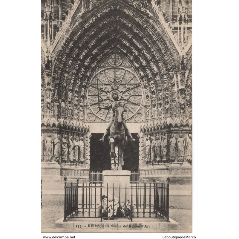 51 - Reims - La Statue de Jeanne d'Arc - Dos Divisé
