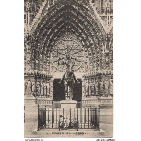 51 - Reims - La Statue de Jeanne d'Arc - Dos Divisé