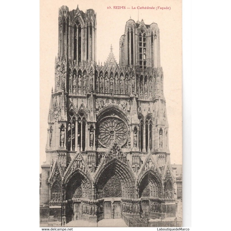 51 - Reims - La Cathédrale (Façade) - Dos Divisé