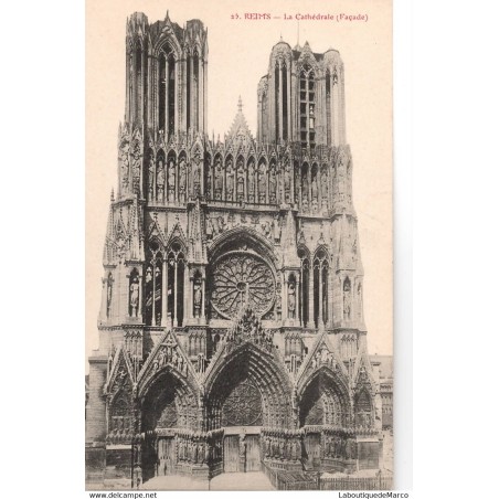 51 - Reims - La Cathédrale (Façade) - Dos Divisé