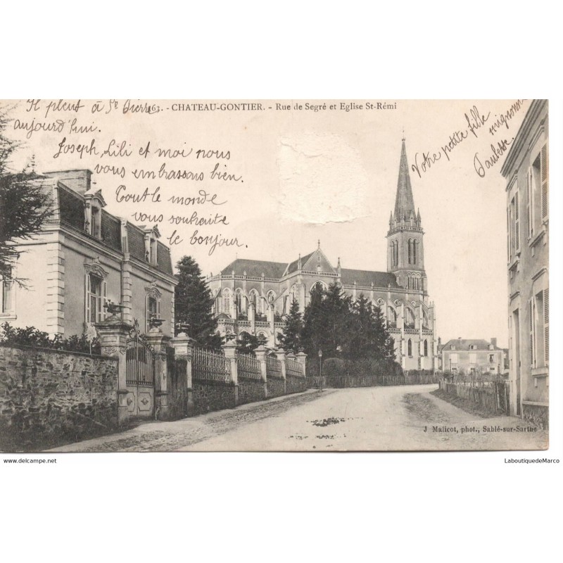 53 - Château-Gontier - Rue de Segré et Eglise St-Rémi - Dos Divisé