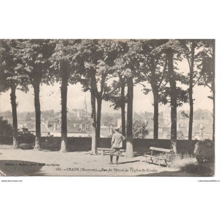 53 - Craon - Vue du Square de l'Eglise Saint-Nicolas - Dos Divisé