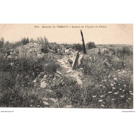55 - Bataille de Verdun - Ruines de l'Eglise de Fleuy - Dos Divisé