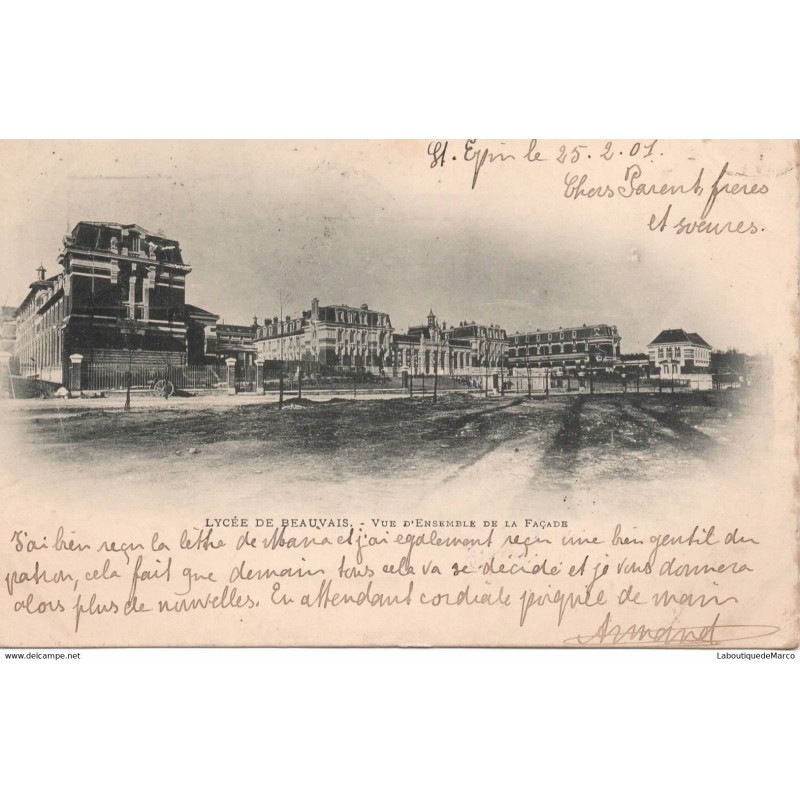 60 - Beauvais le Lycée - Vue d'ensemble de la Façade - Dos non Divisé
