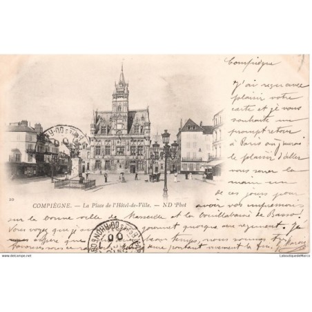 60 - Compiègne - La Place de l'Hôtel de Ville - Dos non Divisé