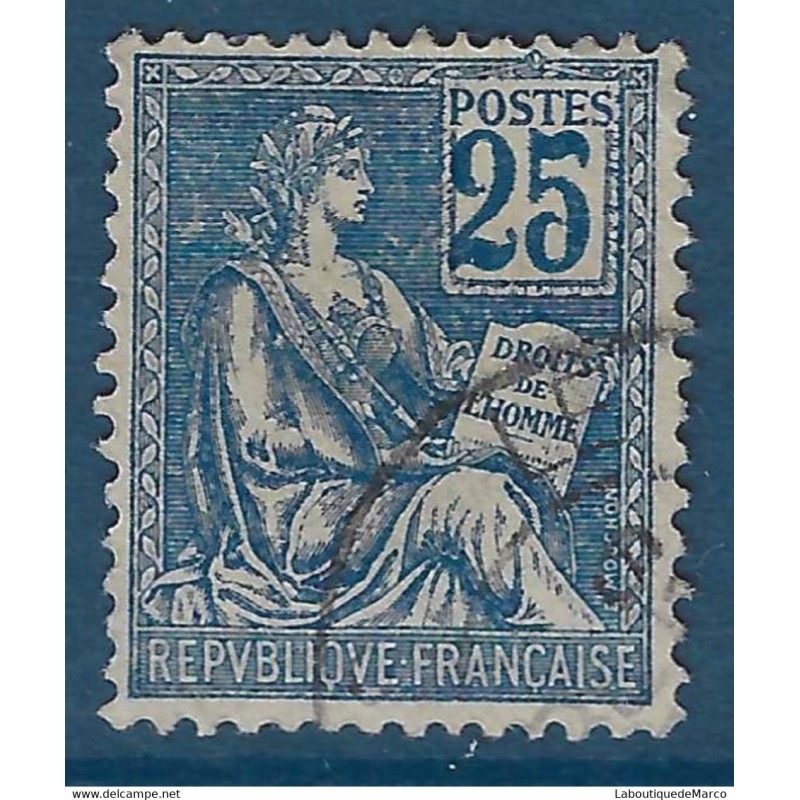 France Yvert No 114 Oblitere 25 cts Mouchon type I