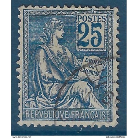France Yvert No 114 Oblitere 25 cts Mouchon type I