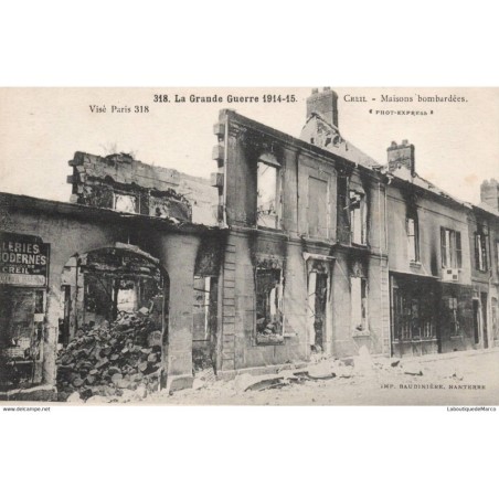 60 - Creil - Maisons bombardées - Dos Divisé