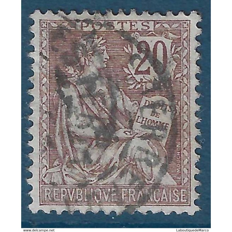 France Yvert No 126 Oblitere 20 cts Mouchon retouche