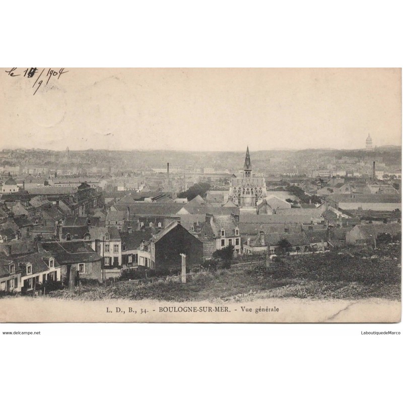 62 - Boulogne-Sur-Mer - Vue Générale - Dos Divisé - Vintage