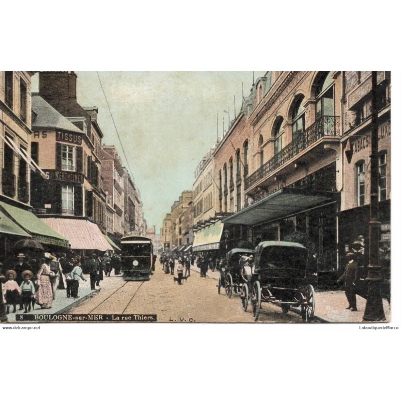 62 - Boulogne-sur-Mer - La Rue Thiers - Dos Divisé