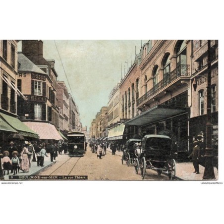62 - Boulogne-sur-Mer - La Rue Thiers - Dos Divisé