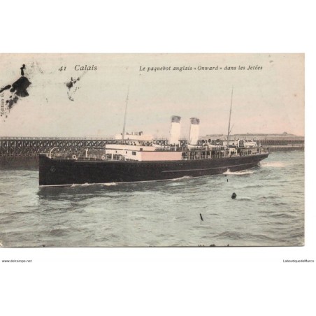62 - Calais - Le paquebot anglais (Onward) dans les Jetées - Dos Divisé - Vintage