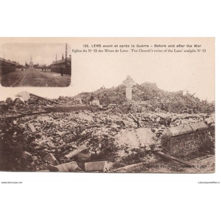 62 - Lens avant et après la Guerre - Eglise du N12 des Mines de Lens - Dos Divisé