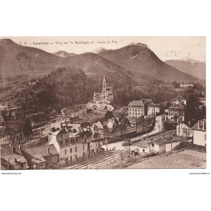 65 - Lourdes - Vue sur la Basilique - Dos Divisé