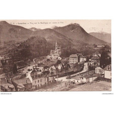 65 - Lourdes - Vue sur la Basilique - Dos Divisé