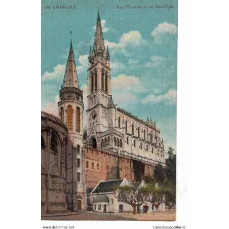 65 - Lourdes - Les Piscines et la Basilique - Dos Divisé