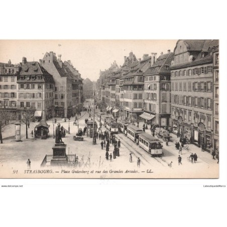 67 - Strasbourg - Place Gutenberg et rue des Grandes Arcades - Dos Divisé