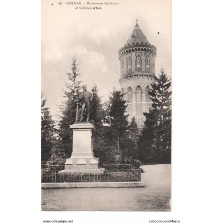 68 - Colmar - Monument Bartholdi et Château d'Eau - Dos Divisé