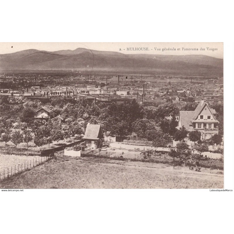 68 - Mulhouse - Vue Générale et Panorama des Vosges - Dos Divisé