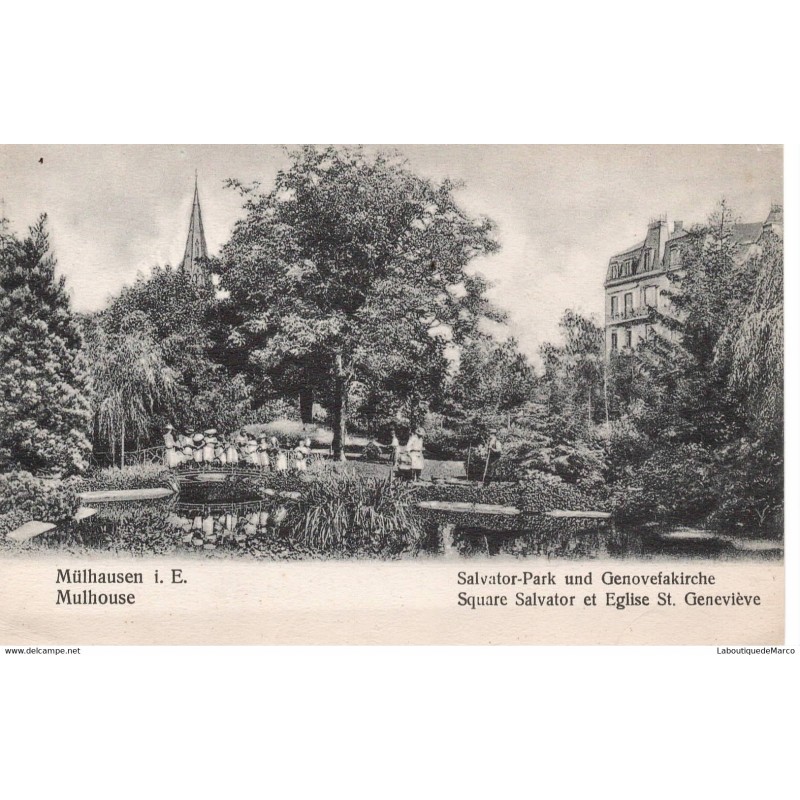68 - Mulhouse - Square Salvator et Eglise St Geneviève - Dos Divisé