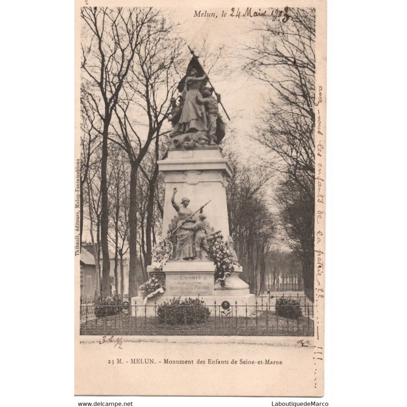 77 - Melun - Monument des Enfants de Seine-et-Marne - Dos non Divisé