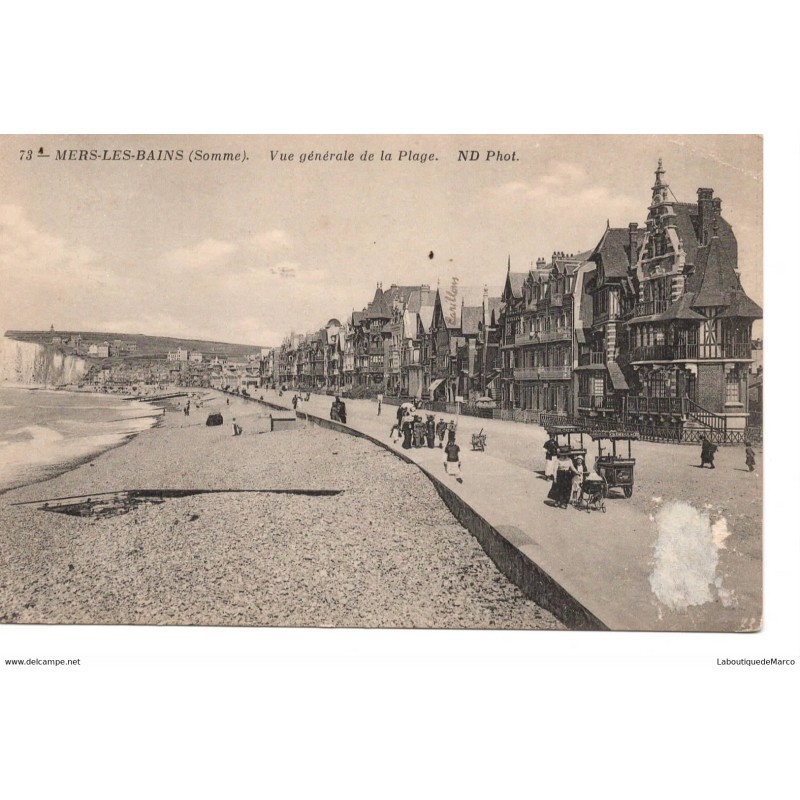 80 - Mers-les-Bains - Vue Générale de la Plage - Dos Divisé