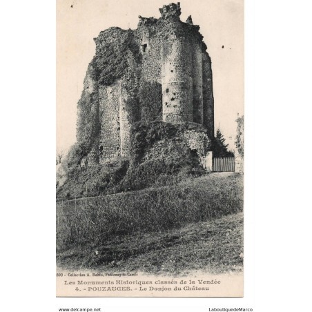 85 - Pouzauges - Le Donjon du Château - Dos Divisé