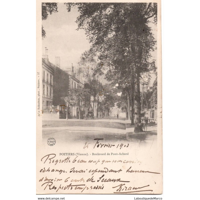 86 - Poitiers - Boulevard de Pont-Achard - Dos non Divisé