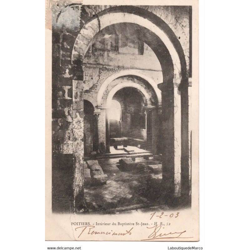 86 - Poitiers - Intérieur du Baptistère St-Jean - Dos non Divisé
