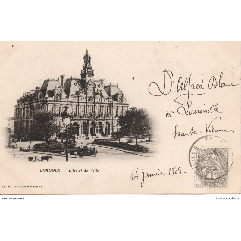 87 - Limoges - L'Hôtel de Ville - Dos non Divisé