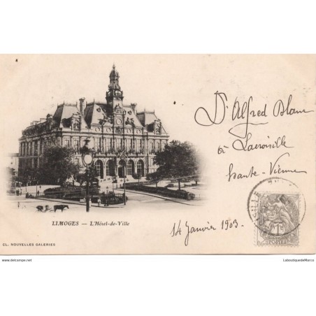87 - Limoges - L'Hôtel de Ville - Dos non Divisé