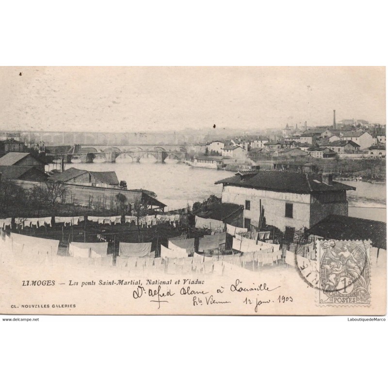 87 - Limoges - Les Ponts Saint-Martial, National et Viaduc - Dos non Divisé