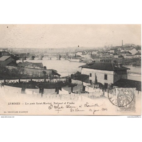 87 - Limoges - Les Ponts Saint-Martial, National et Viaduc - Dos non Divisé