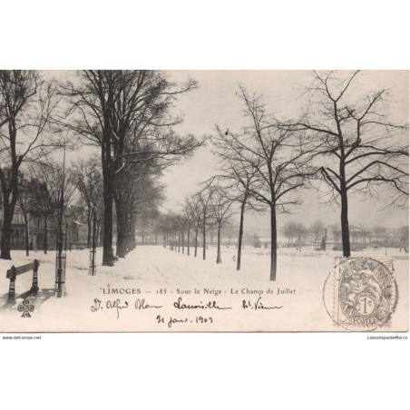 87 - Limoges - Sous la Neige - Champ de Juillet - Dos non Divisé
