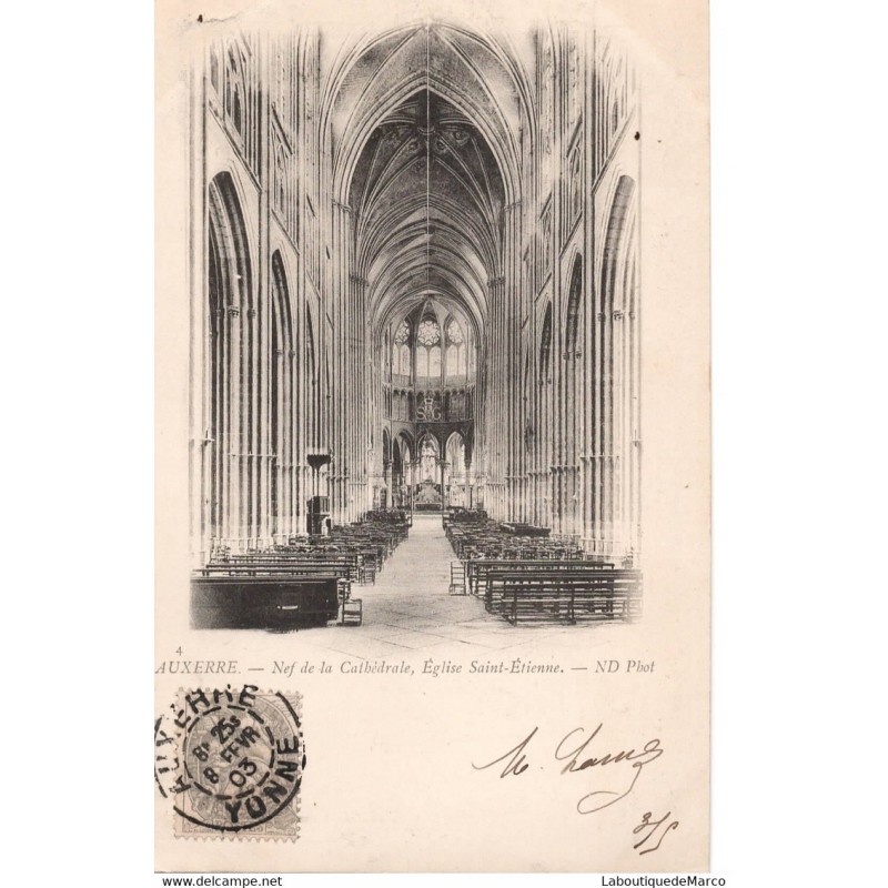 89 - Auxerre - Nef de la Cathédrale - Eglise Saint-Etienne - Dos non Divisé