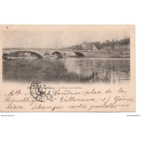 89 - Villeneuve-sur-Yonne - Le Pont - Dos non Divisé
