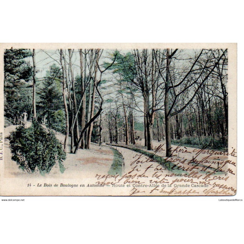 92 - Boulogne - Le Bois - Route et Contre-Allée de la Grande Cascade - Dos non Divisé