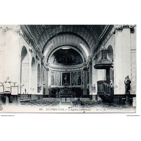 92 - Courbevoie - L'intérieur de l'Eglise - Dos Divisé