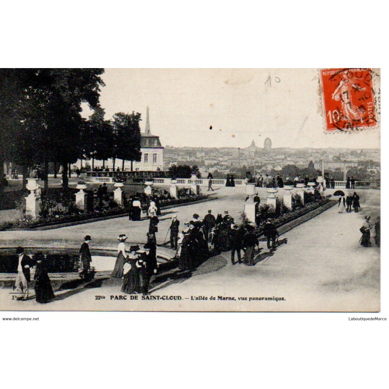 92 - Saint-Cloud - Le Parc - L'allée de Marne, vue panoramique - Dos Divisé